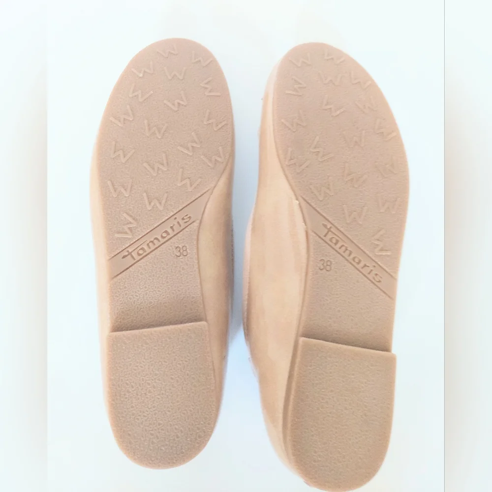 Tamaris Leather Ballet Flats Size US 7.5 EU 38 Tan Made In Germany